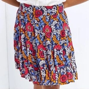 Maeve Anthropologie Floral Flowy Mini Skirt Womens XS Blue Orange Pink White